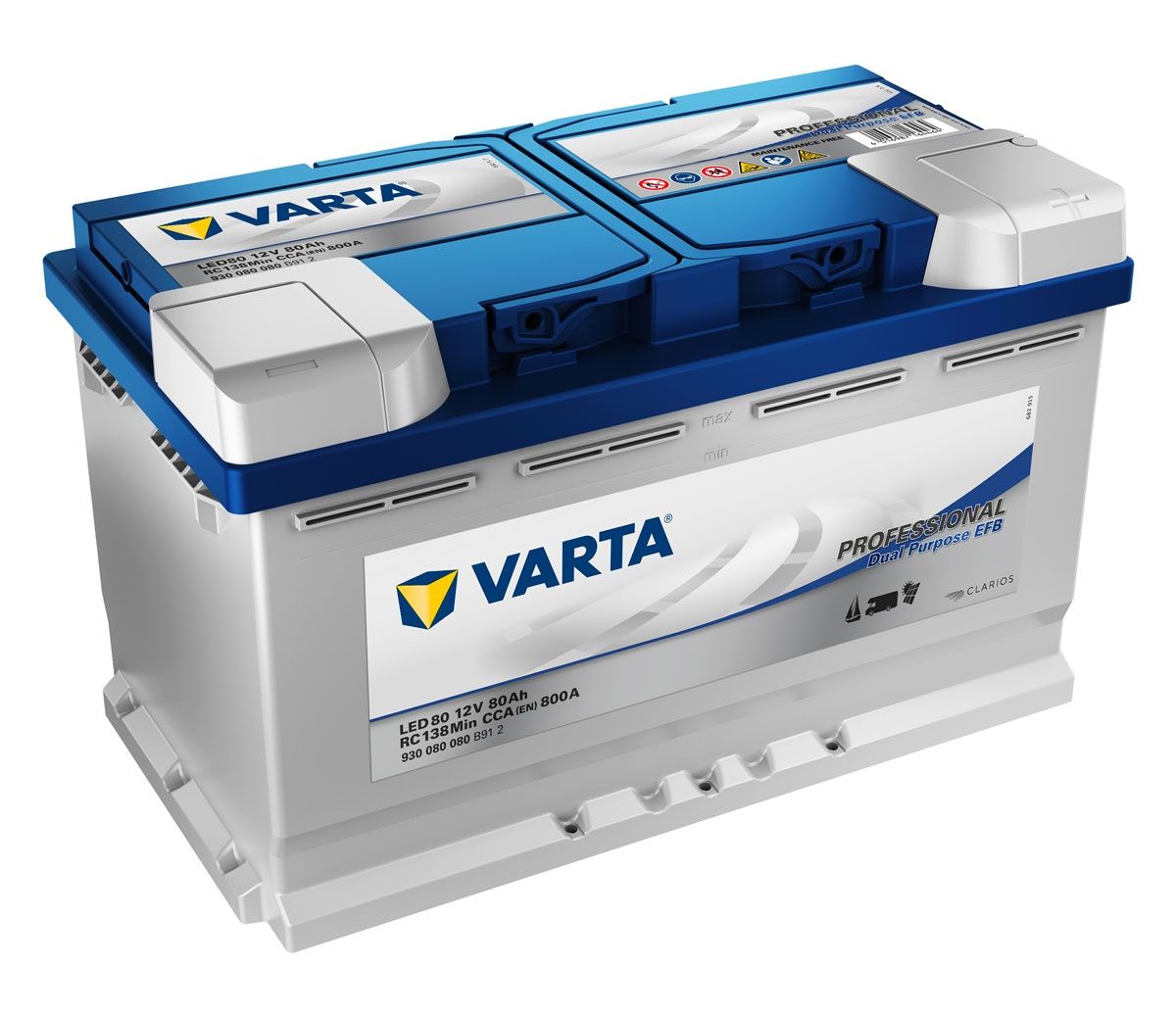 Akumulators VARTA PROFESSIONAL DUAL PURPOSE EFB LED80 12V 80Ah 800A(EN) 315x175x190 0/1